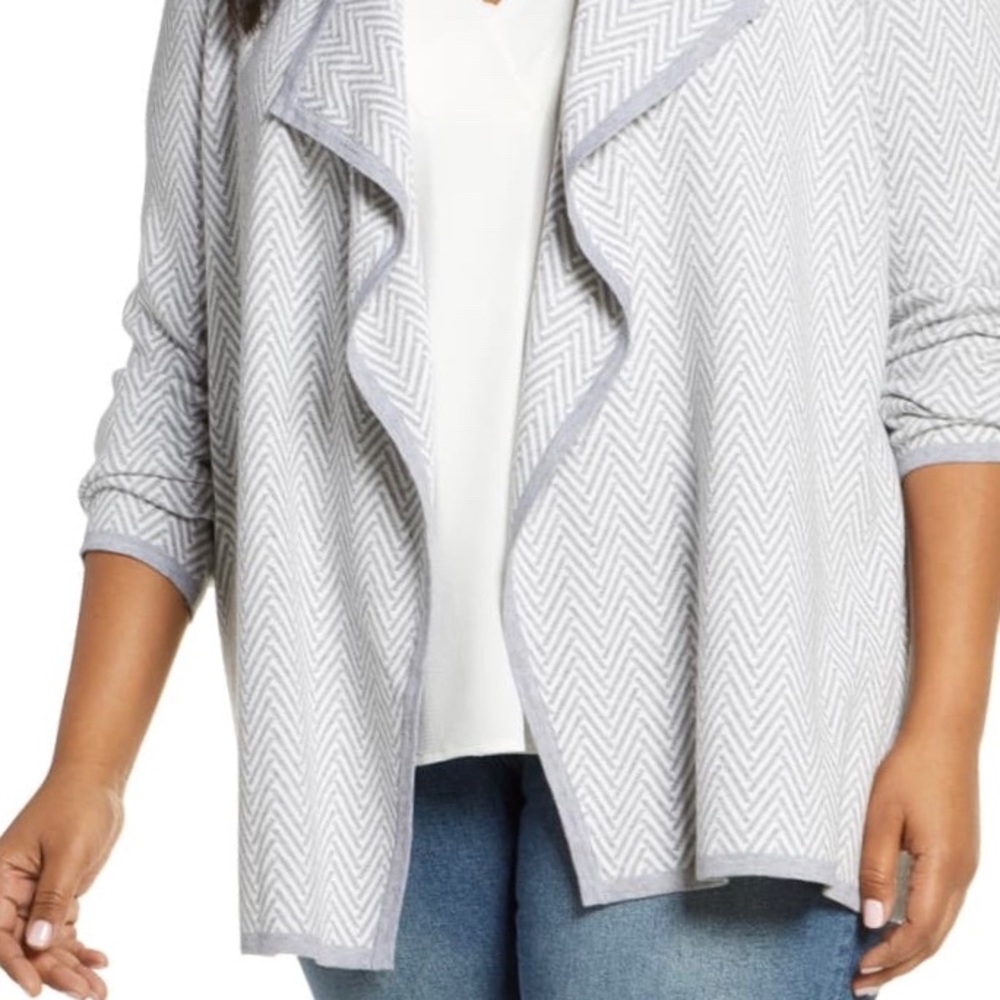 Vince Camuto Herringbone print cascade cardigan